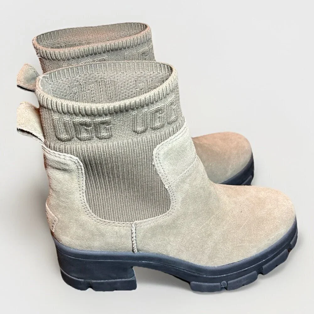 NEW UGG Brooklyn Chelsea Platform Hickory Suede Waterproof Boots Womens Size 11